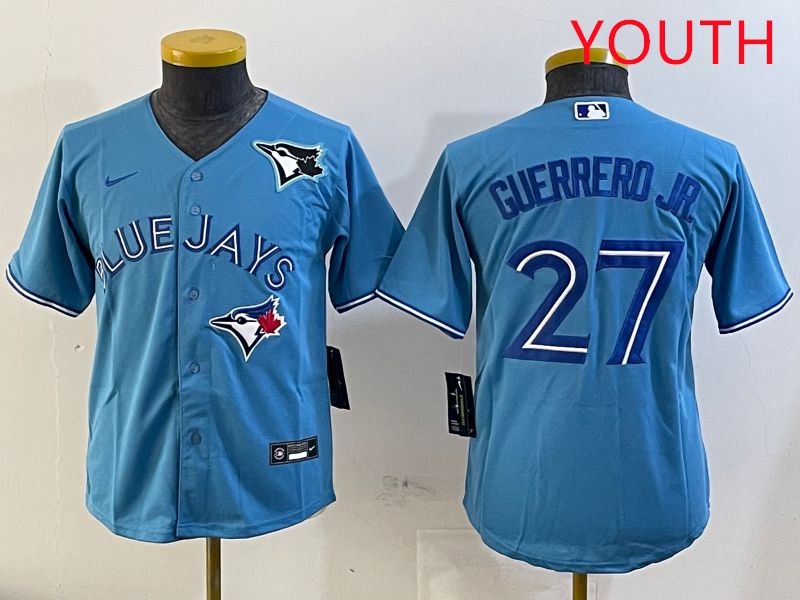 Youth Toronto Blue Jays #27 Guerrero jr Light Blue Game 2025 Nike MLB Jersey style 2